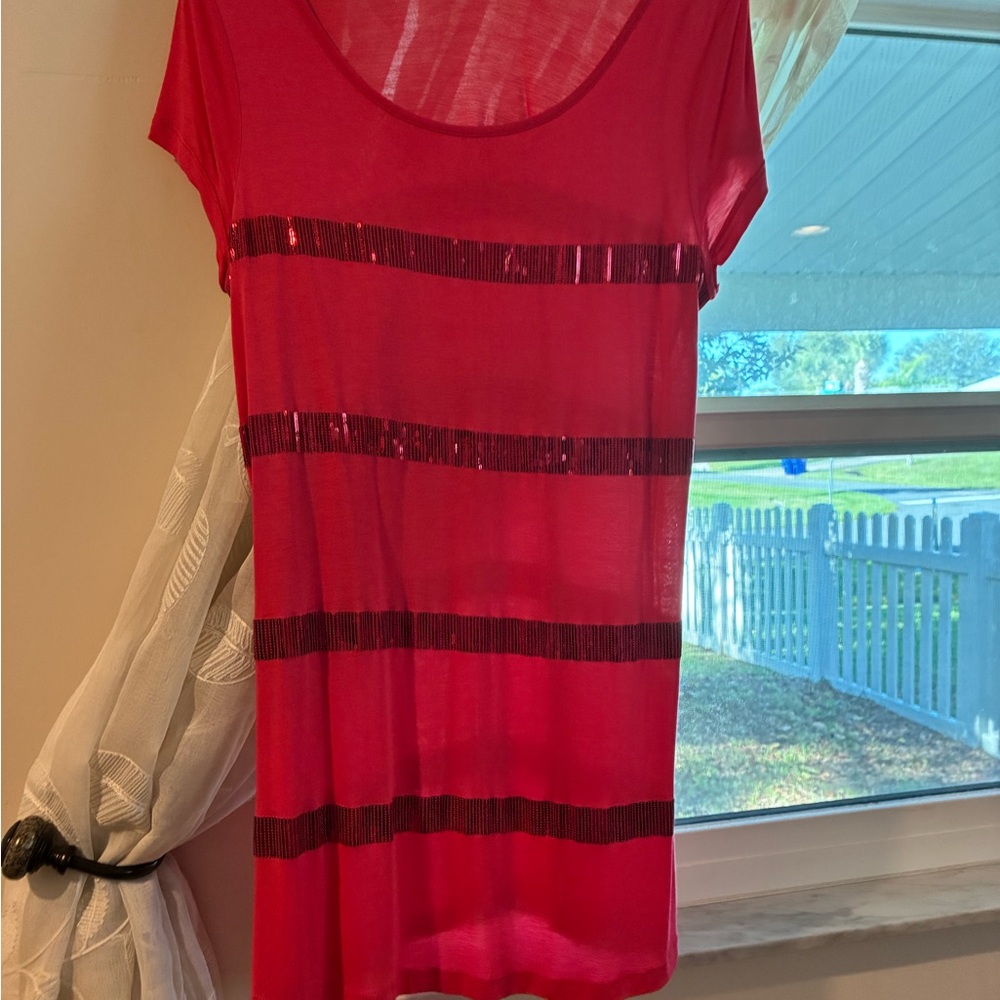 Kische Red Sheer Short Sleeve Top